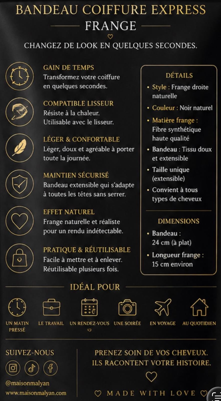 Bandeau Frange - Coiffure Express - Légère & Ouverte